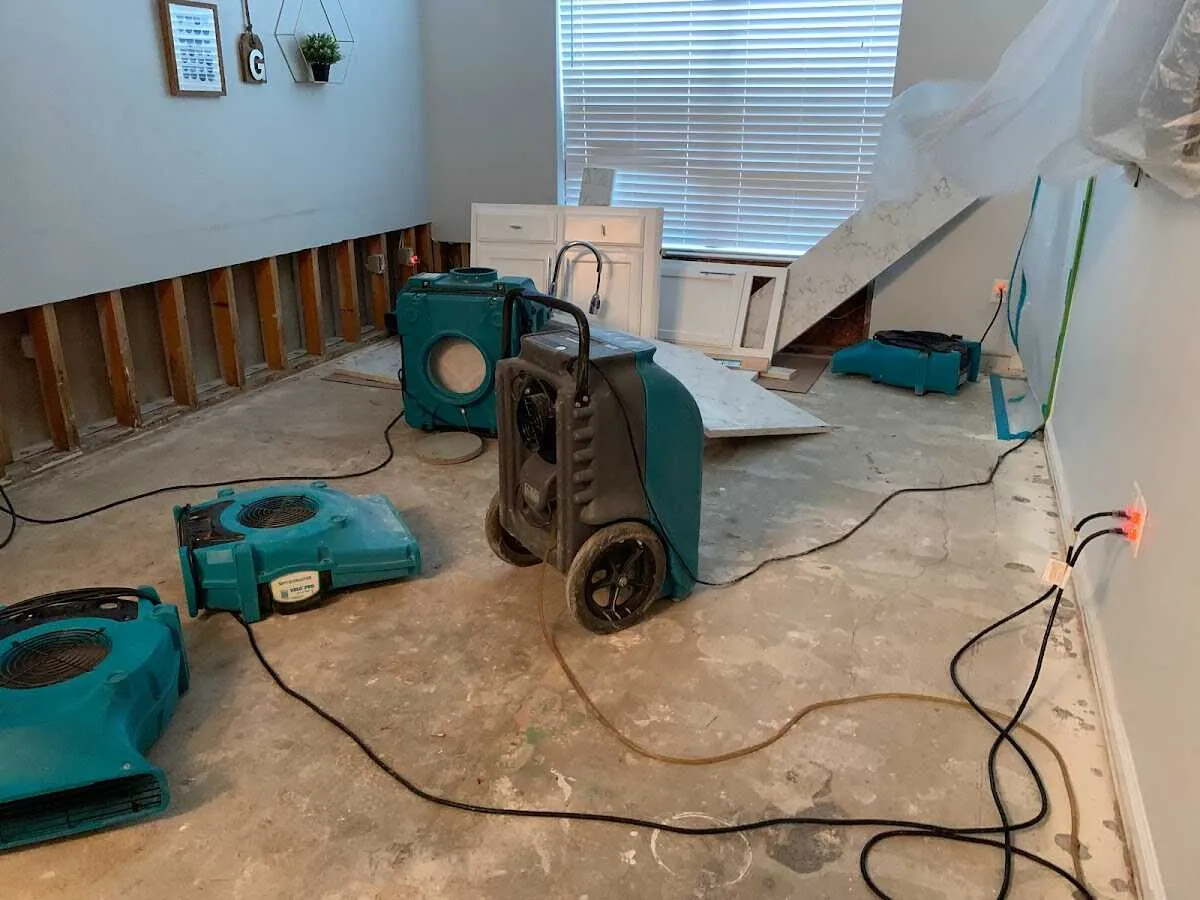 Dehumidifier in flood-cut room for Water Extraction & Removal in Mashpee